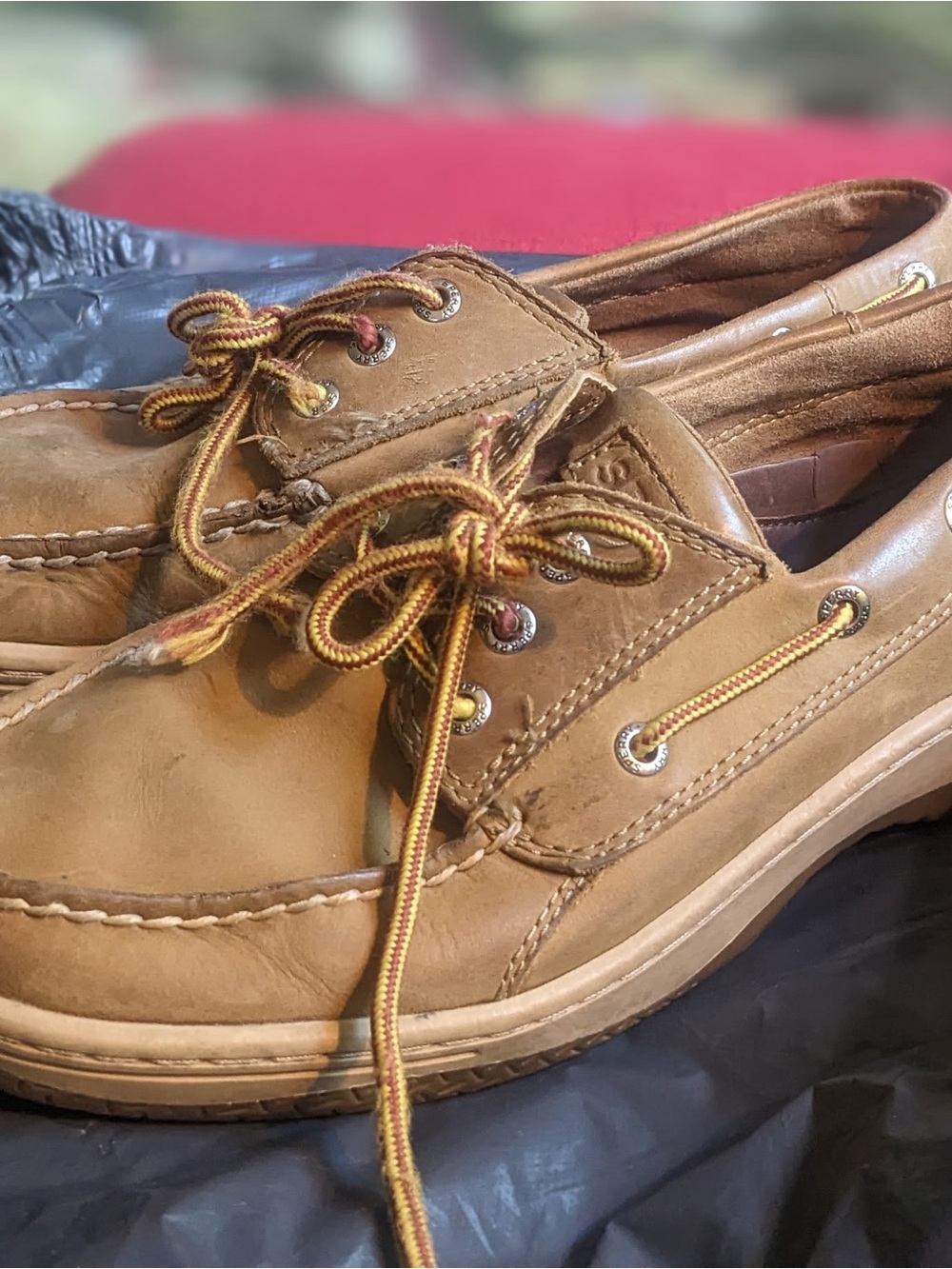 Sperry Men's Chestnut Leather Boat Shoes with Two-Tone Laces